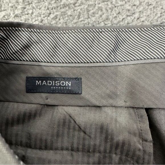Madison Dress Pants Mens 36x31 Gray Flat Front Slacks - Picture 3 of 11